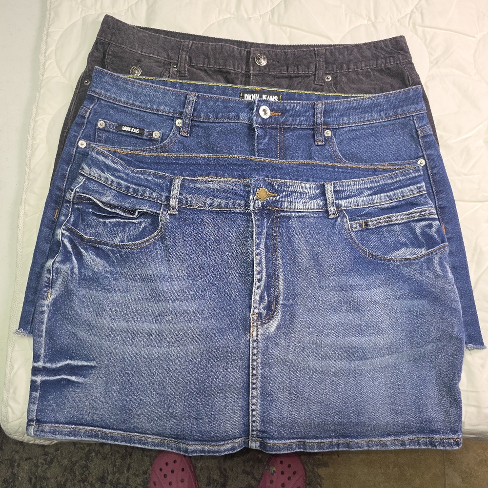 Lot of 3 Women’s Skirts Size 16 Shein Curve DKNY Jeans Gap Stretch Denim Corduro